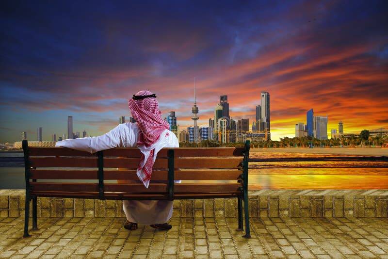 cityscape kuwait sitting bench looking 41359136